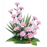 Online Flowers to Delhi, Pink Carnation Basket 18 Flowers