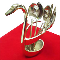Send Gifts to Jalandhar : Order Swan cutlury stand in brass