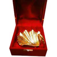 Online Silver Decors in Delhi including gold plated duck shaped tray in brass