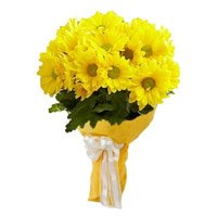 Cheap New Year Flowers to Delhi : Yellow Gerbera Flowers Bouquet