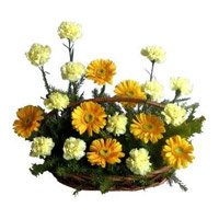 Send Flowers to Meerut - Gerbera Carnation Basket