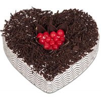 Valentine's Day Heart Cake Delivery in Delhi - Black Forest Heart Cake