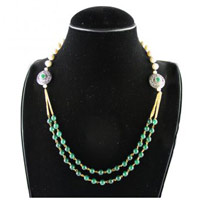 Green and White Multi Strand Necklace