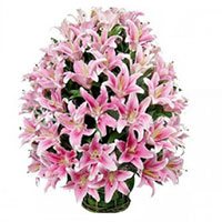 Send Online Flowers to Delhi, Pink Lily Arrangement 30 Flower Stems