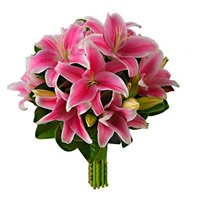 New Year Flowers delivery in Delhi : Pink Lily flowers to Delhi