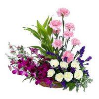Flowers to Delhi : Orchids Carnations and Roses Arrangement 18 Flowers