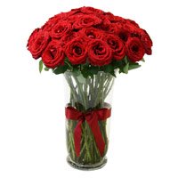 Valentine Flowers to Delhi - 24 Red Roses in Vase