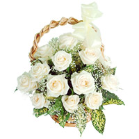 Flowers Delivery in Delhi : 12 White Roses Basket
