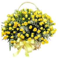 Flower Delivery Delhi : 100 Yellow Roses Basket