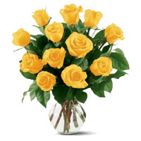 Flowers to Delhi : 12 Yellow Roses Vase