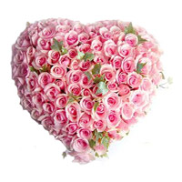 Valentine's Day Flowers to Delhi : 100 Heart Shape Flowers to Delhi