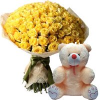 Christmas Teddy and Flowers to Delhi