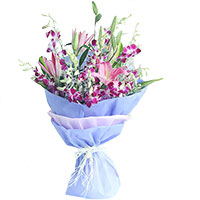 Online Flower Delivery in Delhi - Lily Orchids Bouquet