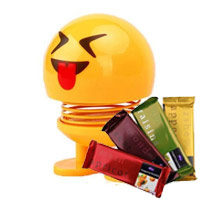 Shaking Head Emoji Spring Dolls Funny Expression Bounce Toy with 4 Cadbury Temptaion Bar in Delhi